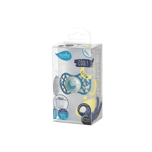 Пустышка Nuvita 7065 Air55 Cool симметричная 0m+ голубая (NV7065GE): Материал силикон