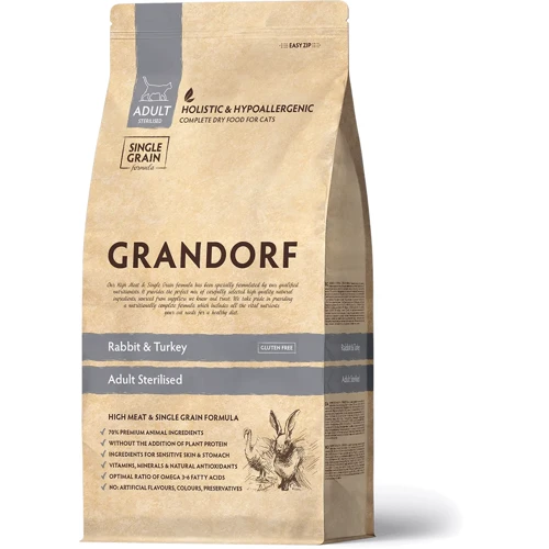 Сухой корм Grandorf Cat Sterilized Rabbit&Turkey кролик и индейка для стерилизованных кошек 0.4 кг (82540)