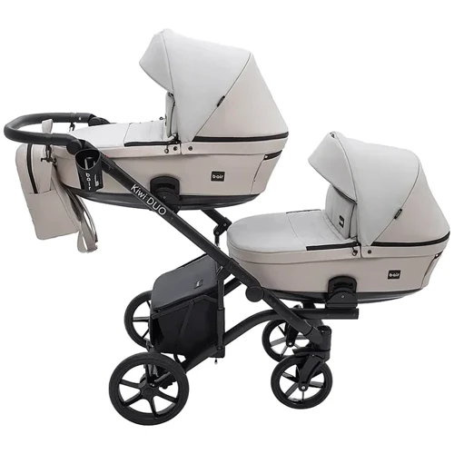 Коляска универсальная для двойни 2 в 1 Bair Kiwi DUO ECO BKD-32/33 бежевый / капучино (681042): Возможность установки люльки есть