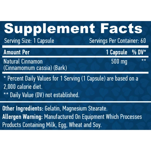 Haya Labs Natural Cinnamon 500 мг Кориця 60 капсул: Форма випуску Капсулы