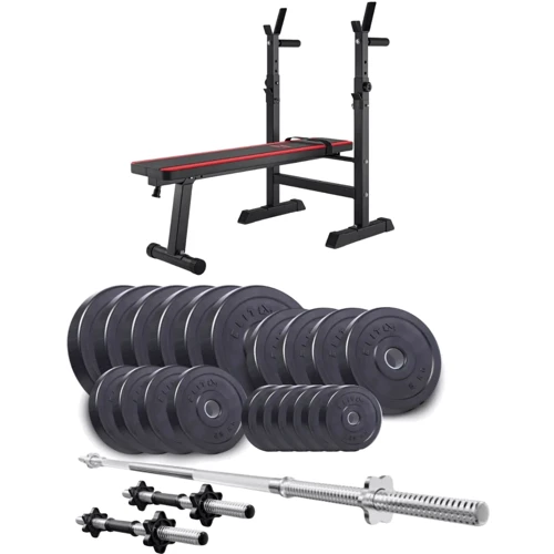 Скамья для жима и пресса Набор Elitum Titan 109кг со скамьей HS-1080 штангой и гантелями (00-G00000359)