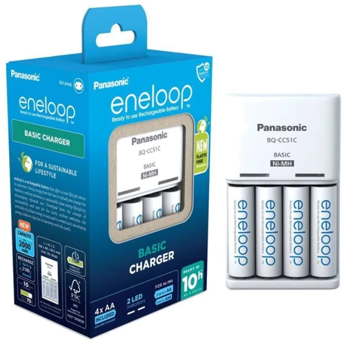 Panasonic Basic Charger BQ-CC51 + 4xAA 2000 mAh plastic free pack (K-KJ51MCD40E): Производитель Panasonic