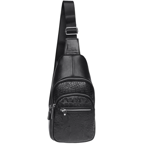 Чоловіча сумка-слінг Borsa Leather чорна (K1142-black)