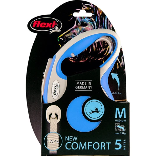 Поводок-рулетка Flexi New Comfort M до 25 кг 5 м синий (4000498043639): Тип шнура Лента