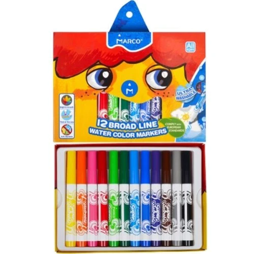 Фломастери 1632-12СВ 12кол Super Washable, Jumbo Marco