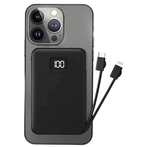 Внешний аккумулятор WIWU Power Bank 10000mAh Magnetic Wireless with Cable USB-C + Lightning Black (JC-15): Количество USB 1