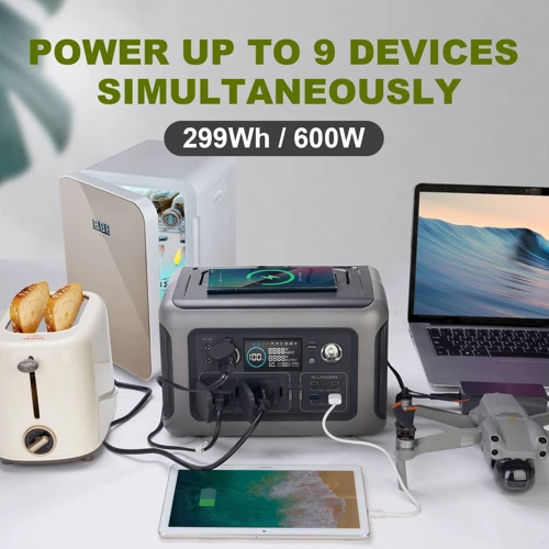Зарядная станция Allpowers R600 299Wh 600W LiFeP04 Beige: Емкость аккумулятора, Вт/ч 299