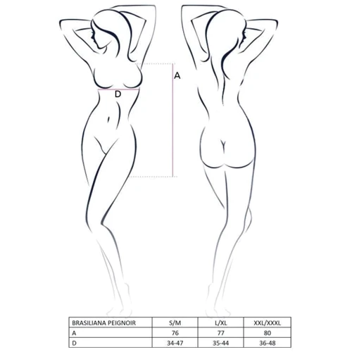 Сексуальный пеньюар Passion BRASILIANA PEIGNOIR black XXL/XXXL