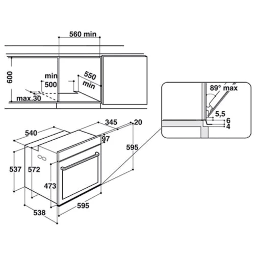 Духовой шкаф электрический Whirlpool OAKZ9 6200 CS IX: Объем, л 73