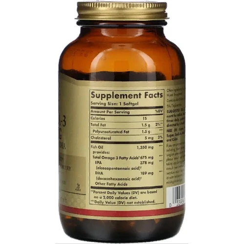 Solgar Omega-3 Kosher 675 mg Солгар Омега 3 кошерная 100 гелевых капсул: Тип Омега 3