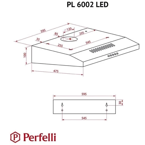 Вытяжка Perfelli PL 6002 BL LED: Тип воздухоочистителя Отвод