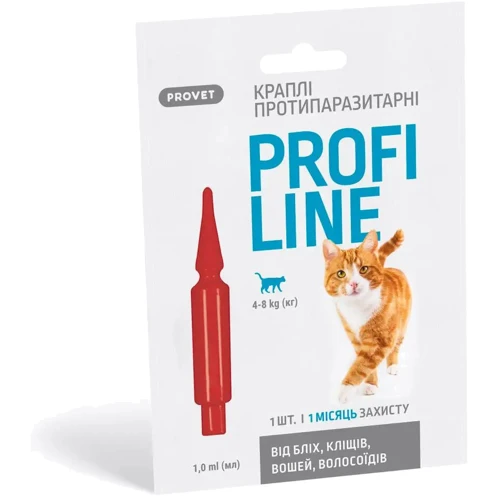 Краплі на холку ProVET Profiline для кішок від 4 до 8 кг 1 піпетка 1.0 мл (4823082431120)