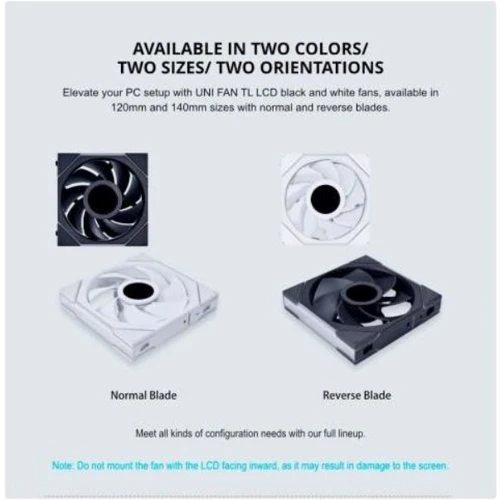 Кулер Lian Li Uni Fan TL LCD Reverse 120 3 in 1 White (G99.12RTLLCD3W.00) фото 8