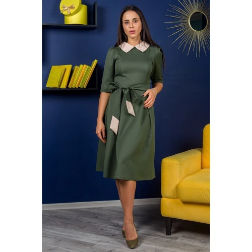Сукня FLFashion Беатрісс НПБ 1832 48 зелене повсякденне подовжене міді