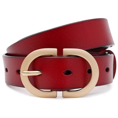 Женский ремень Borsa Leather черный (CV1ZK105-goldred)