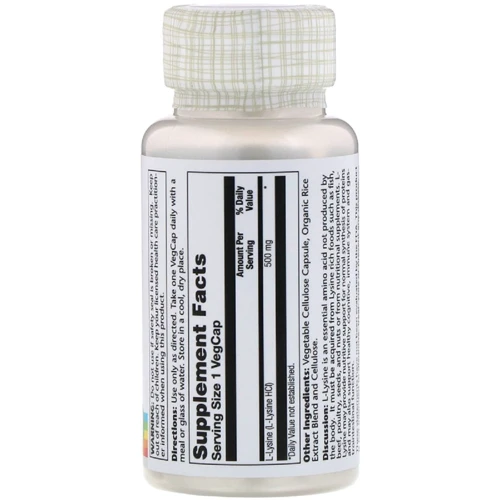 Solaray L-Lysine, 500 mg, 60 Veg Capsules (SOR04940): Тип Лизин