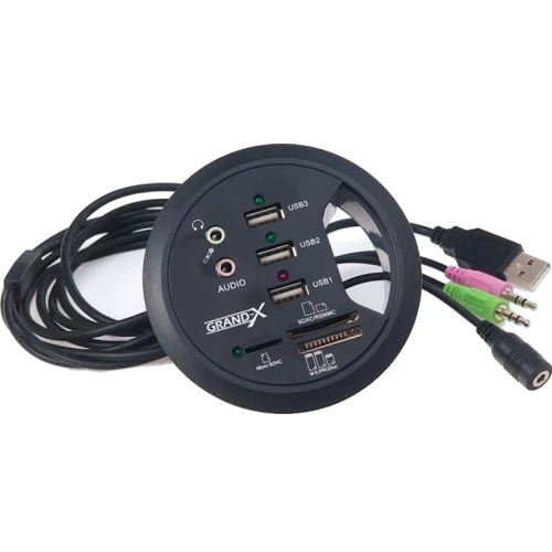 Аксессуар для ноутбуков USB хаб Grand-X + cardreader + 3,5mm audio in-out (DH-80X) фото 4