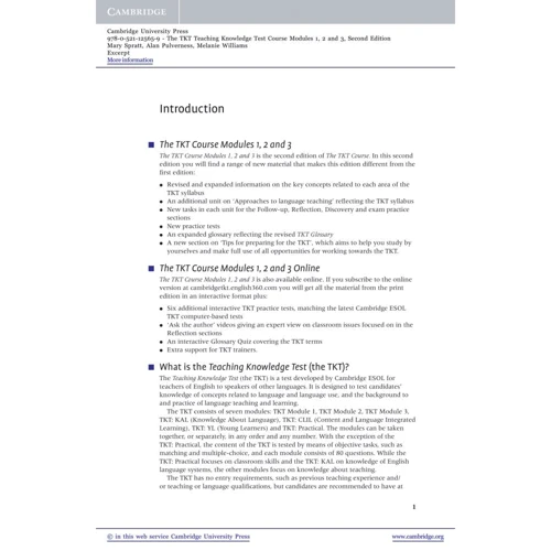 TKT Course 2nd Edition Modules 1, 2 and 3: Производитель Cambridge University Press
