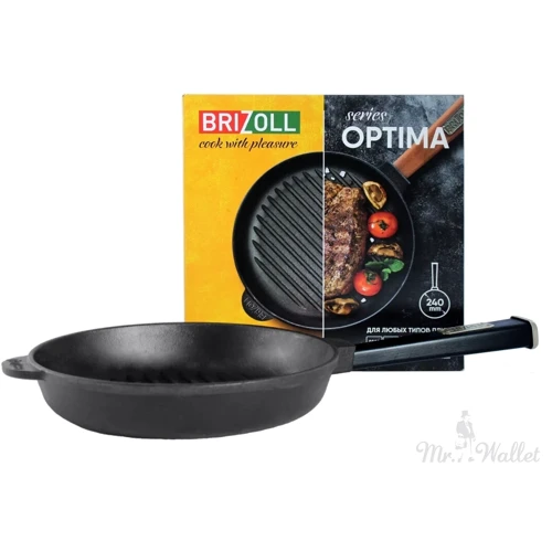 Сковорода гриль Brizoll Оптима 240х50 (О2440G-Р1): Матеріал корпусу чугун