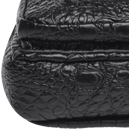 Мужская сумка-слинг Borsa Leather черная (K13611-black): Фактура Тиснение, Матовая
