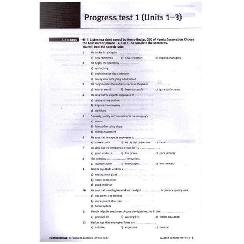 Market Leader (3rd Edition) Pre-Intermediate Test File: Производитель Pearson Education