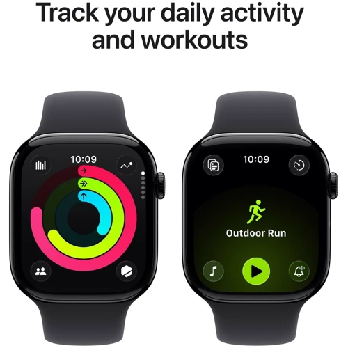 Apple Watch Series 11 GPS 42mm Jet Black Aluminium Case with Black Sport Band - M/L (MEQU4)