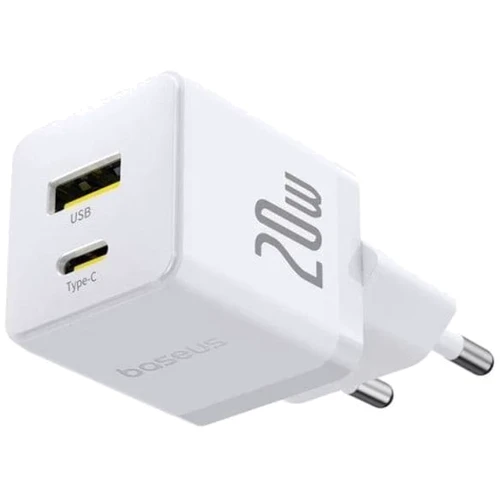 Зарядное устройство Baseus Wall Charger Palm USB-C+USB 20W with USB-C Cable White (P10111608213-01): Тип сетевое