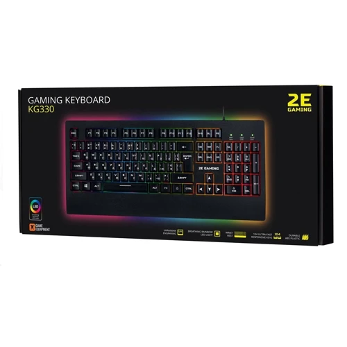 Клавиатура 2E Gaming KG330 LED USB Black (2E-KG330UBK): Тип клавиатуры игровая