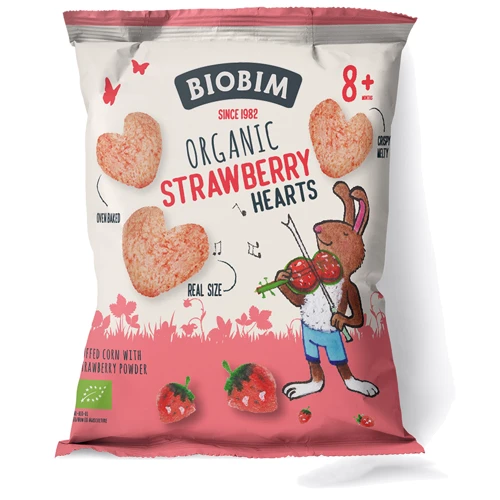 Снеки органические Biobim Паффы кукурузные с бананом и клубникой 20 г (1187124)