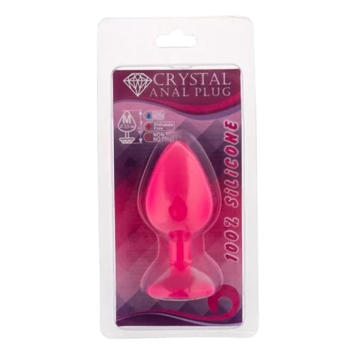 Анальная пробка CRYSTAL Pink Silicone Amethyst, M
