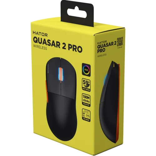 Мышь HATOR Quasar 2 PRO Wireless Black/Orange (HTM560BO): Длина кабеля 1.8 м