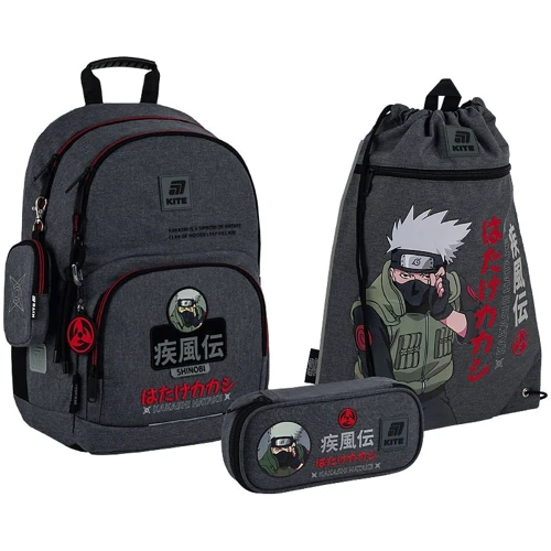 Набор Kite рюкзак + пенал + сумка для обуви 585 Naruto Shippuden (SET_NR25-585M-1)