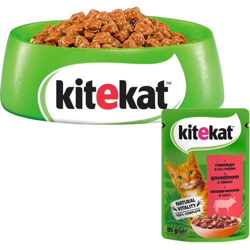 Влажный корм Kitekat Natural Vitality для кошек с говядиной в соусе 28х85г (3065890144910): Возраст Взрослые