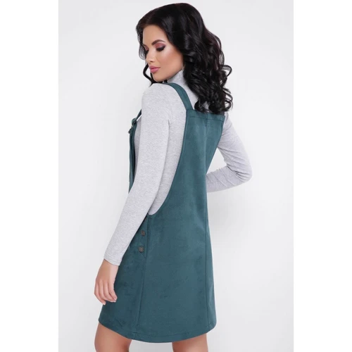 Сарафан FashionUp SRF-1645A-48 48 зеленый повседневный до середины бедра: Состав Полиэстер, Хлопок