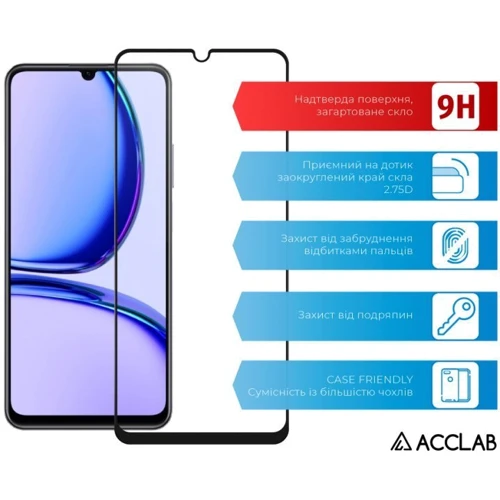 Аксессуар для смартфона ACCLAB Tempered Glass Full Glue Black for Realme C53: Цвет черный