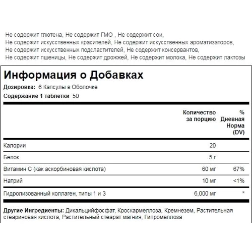 Piping Rock Hydrolyzed Collagen 1000 mg Type I & III 300 Coated Caplets Гідролізований колаген тип I і III: Тип колаген