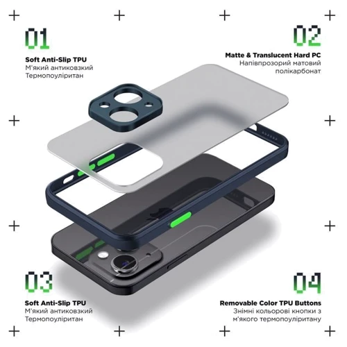 Чехол для телефонов ArmorStandart Frosted Matte Navy Blue for Tecno Spark 10 Pro (KI7) (ARM70500): Совместимость Tecno Spark 10 Pro (KI7)