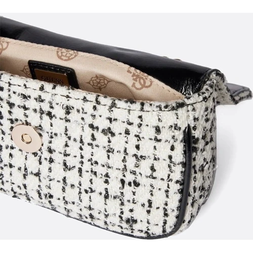 Жіноча сумка крос боді GUESS SPARK MICRO MINI чорно-біла (HWTZ8700780-BKW): Тип ручки Без ручки, На цепочке, Длинная ручка, Плечевой ремень