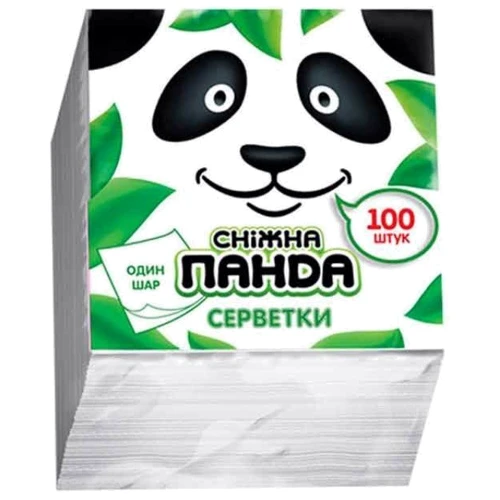 Салфетки столовые Сніжна панда 100 шт 24х24 белые 1 слой (4823019007879)