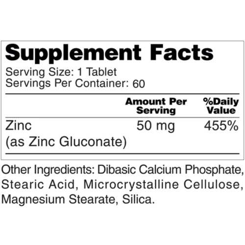 Earth`s Creation Zinc Gluconate Цинк глюконат 50 мг 60 таблеток: Тип Цинк
