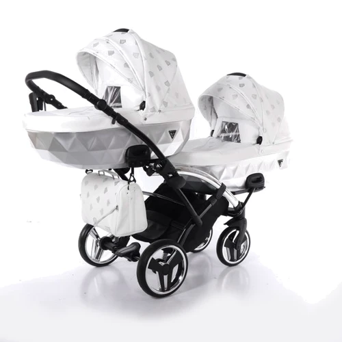 Универсальная коляска для двойни 2 в 1 Junama Glow Duo Slim 03, белый с серебристым (J-G-DUOs-03) фото 9