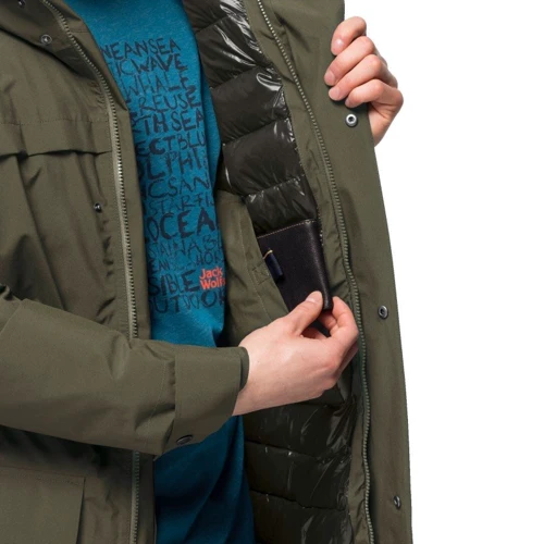 Пуховик Jack Wolfskin Cold Bay Parka M 1113671-4144 46 сіро-зелений зимовий з капюшоном: Тип застібки На молнии