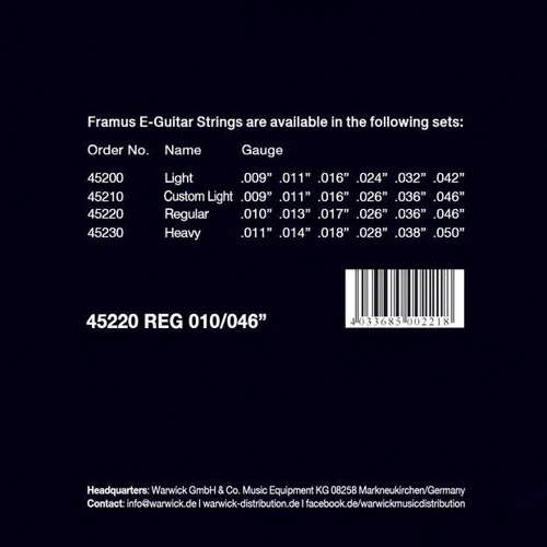 Струна для гитар Струны FRAMUS 45220 BLUE LABEL REGULAR (10-46): Тип Комплект струн