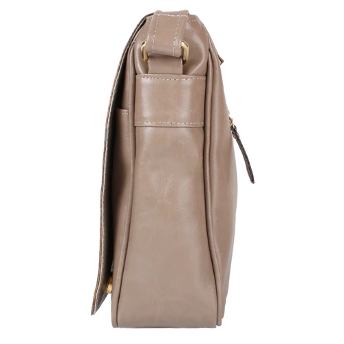 Женская сумка почтальонка Laskara золотистая (LK-DD223-taupe-gold): Фактура Тиснение, Матовая, Гладкая