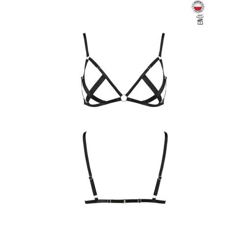 Открытый бюстгальтер-стрепы NICKY BRA black S/M - Passion Exclusive