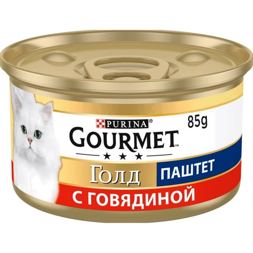 Влажный корм GOURMET Gold для взрослых кошек паштет с говядиной 85 г (7613034190314)