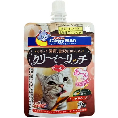 Лакомство для котов CattyMan Creamy Salmon Сливочное пюре с лососем жидкое 70 г (56162)