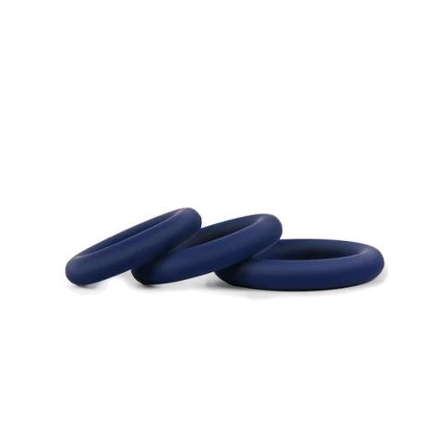 Набор эрекционных силиконовых колец Topco Sales Hombre Snug Fit Silicone Thick C-Rings, 3 шт, синий