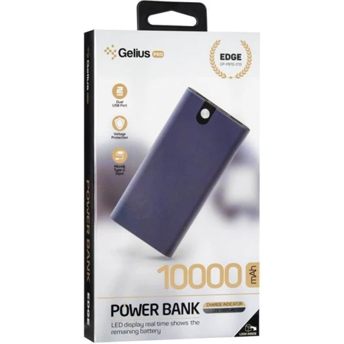 Внешний аккумулятор Gelius Power Bank 10000mAh Pro Edge Black (GP-PB10-013): Встроенный кабель нет
