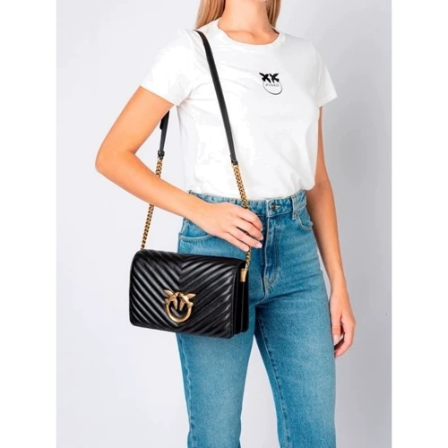 Жіноча сумка через плече PINKO LOVE CLICK CLASSIC SHEEP NAPPA чорна (100063A0GKZ99Q): Застібка Магнитная